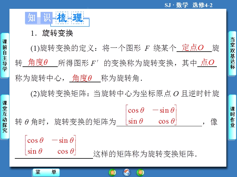 【课堂新坐标，同步教学参考】高中苏教版  数学课件选修4-2 2.2-2.2.4+2.2.5+2.2.6.ppt_第2页