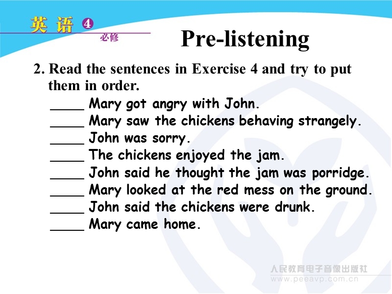 新课标人教版英语必修4 unit 3 a taste of english humour listening and speaking.ppt_第3页