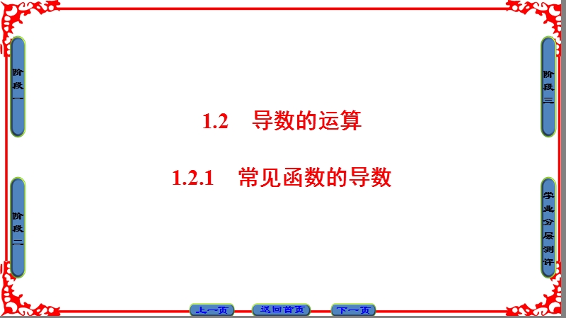 【课堂新坐标】高中数学苏教版选修2-2课件： 第1章 1.2.1　常见函数的导数.ppt_第1页