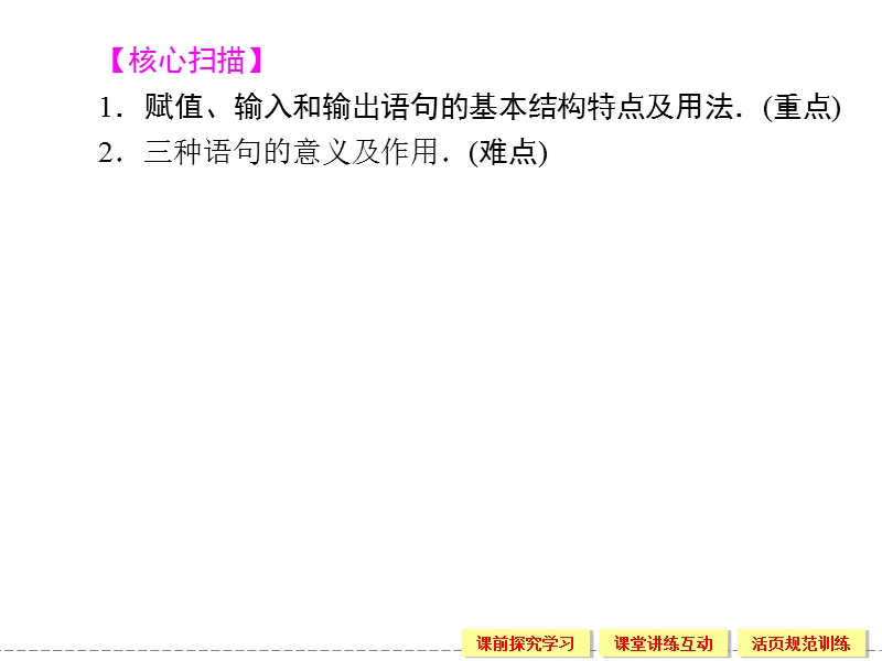 高中数学必修三课堂同步课件（苏教版） 1.3.1+2 赋值语句 输入、输出语句.ppt_第2页