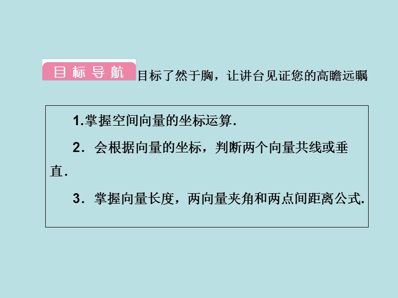 【无忧考】年高中数学人教a版选修2-1课件：3-1-5 空间向量运算的坐标表示.ppt_第3页