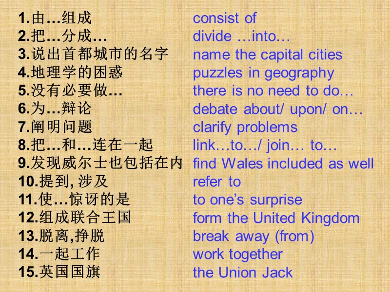 黑龙江省人教版高中英语必修五课件：unit2 the united kingdom- revision（共13张ppt）.ppt_第2页