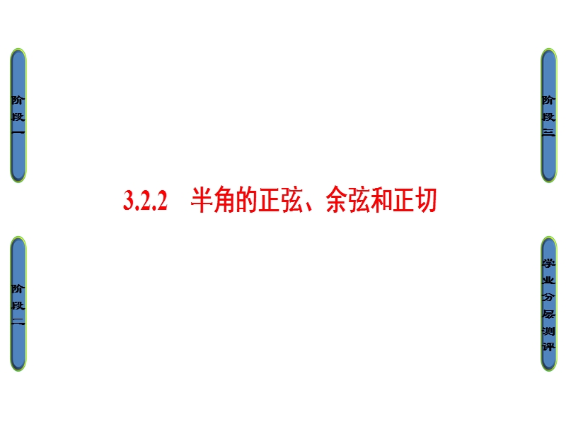 高中数学人教b版必修4课件：3.2.2　半角的正弦、余弦和正切 .ppt_第1页