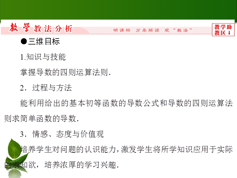 高中数学人教b版选修1-1配套课件：3.2.3导数的四则元算法则.ppt_第2页