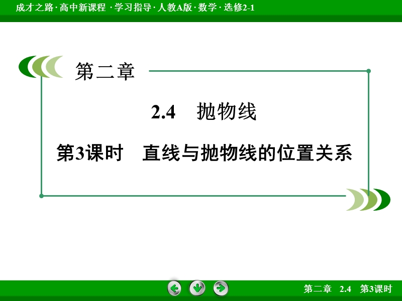 【成才之路】高中数学人教a版选修2-1课件：2.4 第3课时《直线与抛物线的位置关系》.ppt_第3页