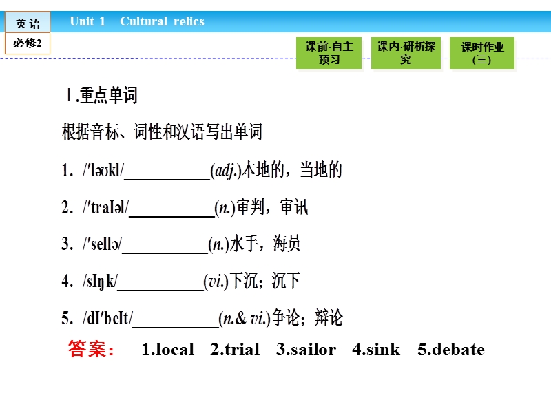 【金版新学案】高一英语人教版必修二同步课件：1.3 section ⅲ　learning about language & using language .ppt_第3页