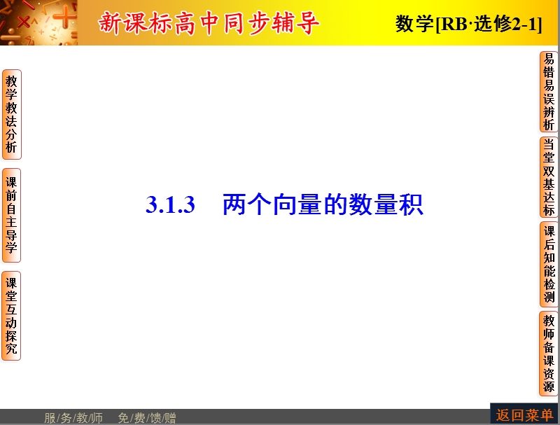 高中数学人教b版选修2-1配套课件：3.1.3两个向量的数量积.ppt_第1页