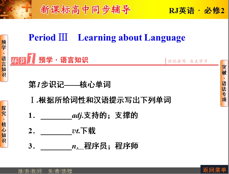 【长江作业】人教版高中英语必修2课件：unit 3 computers  period ⅲ　learning about language.ppt_第1页