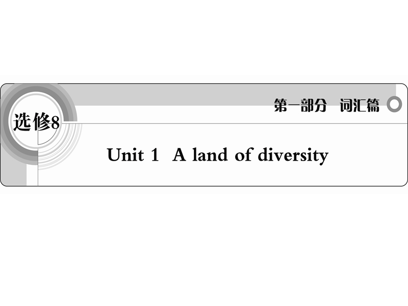 英语人教新课标版考纲词汇课件：选修8 unit 1《a land of diversit》.ppt_第1页