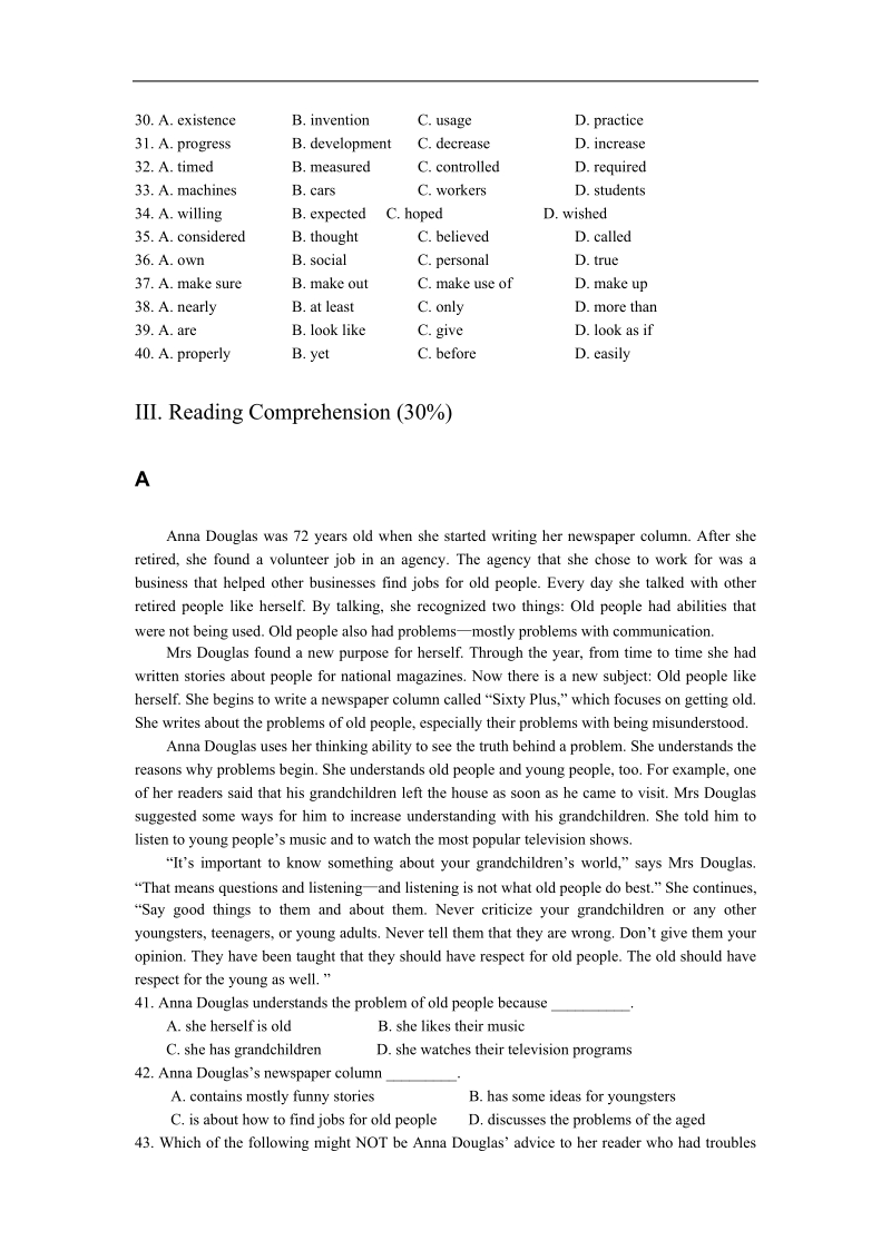 高一英语人教必修三资源08、test for units 3- 4测试题.doc_第3页