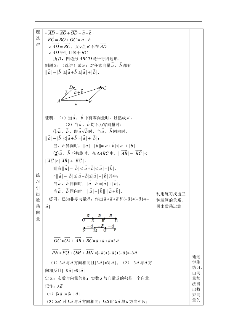 数学：2.2.1－2.2.2《向量线性运算（二）》教案（新人教a版必修4）.doc_第2页