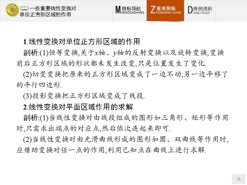 测控指导高中数学（福建）人教a版选修4-2课件：1.3.2 一些重要线性变换对单位正方形区域的作用.ppt_第3页