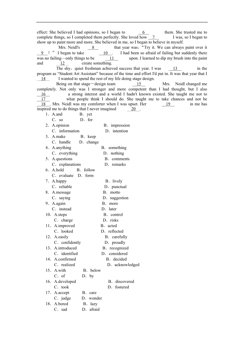 【师说】高中英语新课标选修6同步习题：2.1《warming up & reading》.doc_第2页