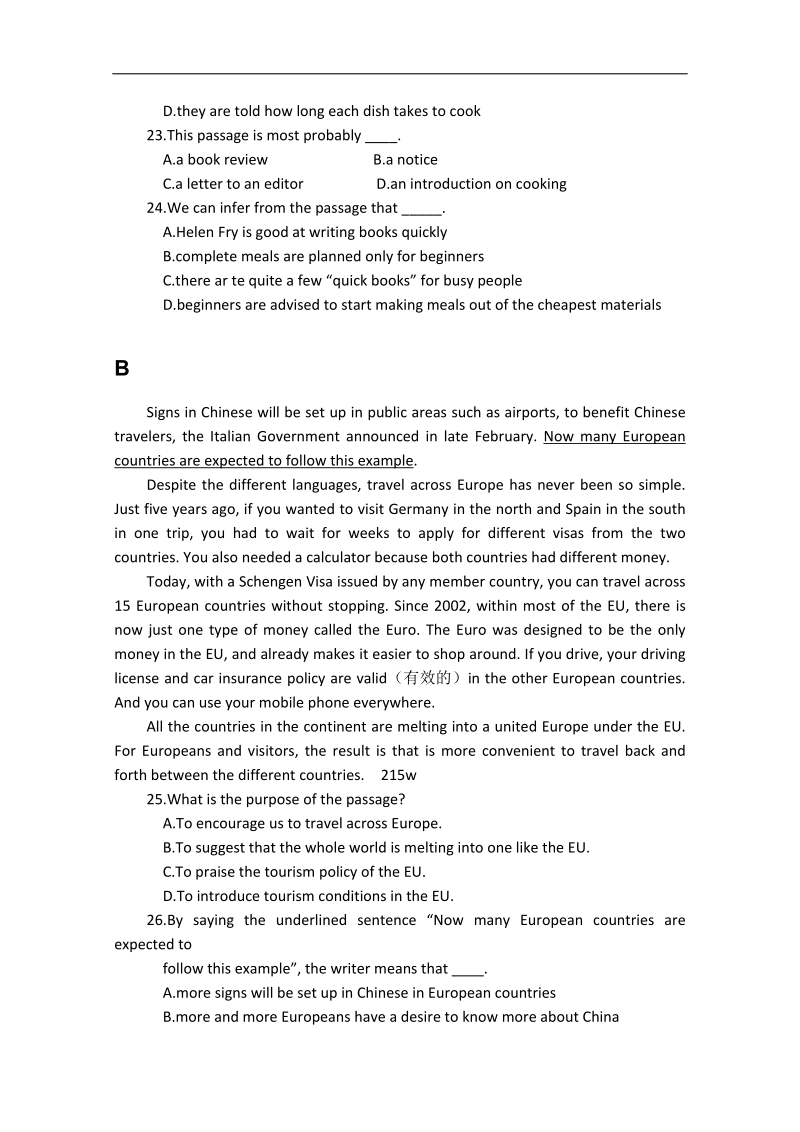 兴化一中高一英语上学期45分钟练习：第10周.doc_第3页