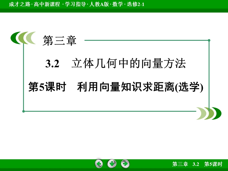 【成才之路】高中数学人教a版选修2-1课件：3.2 第5课时《利用向量知识求距离(选学)》.ppt_第3页