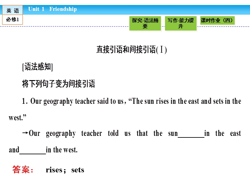 【金版新学案】高一英语人教版必修一同步课件：1.4 section ⅳ　grammar & writing.ppt_第3页