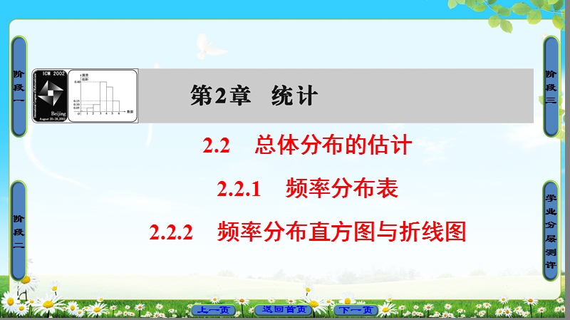 2018版高中数学（苏教版）必修3同步课件：第2章 2.2.1 频率分布表 2.2.2 频率分布直方图与折线图.ppt_第1页