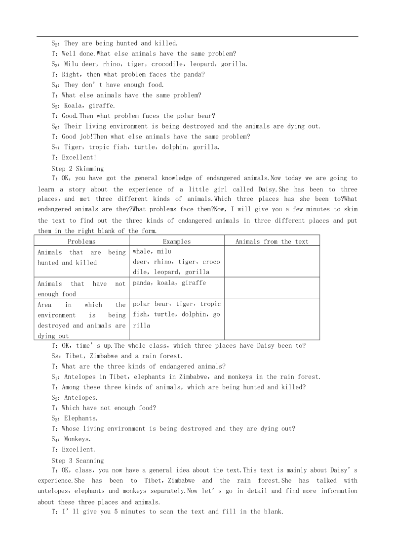 【金识源】－学年高中英语新人教版必修2教案 unit4 wildlifeprotectionperiod1reading.doc_第3页