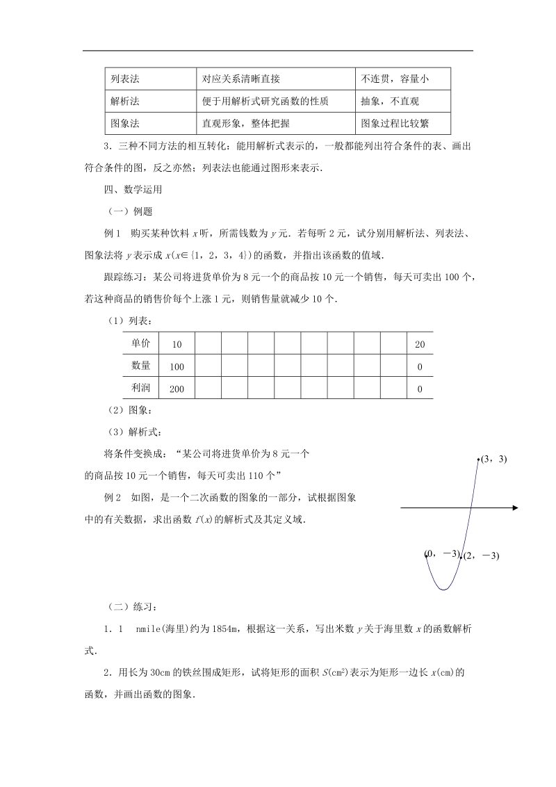 【金识源】高中数学 2.1.2函数的表示方法（1）教案 苏教版必修1.doc_第2页