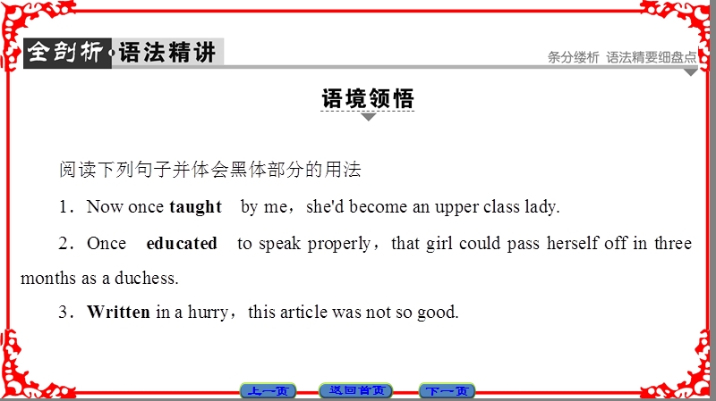 【课堂新坐标】高中英语人教版选修8课件：unit4 section ⅳ grammar & writing.ppt_第2页