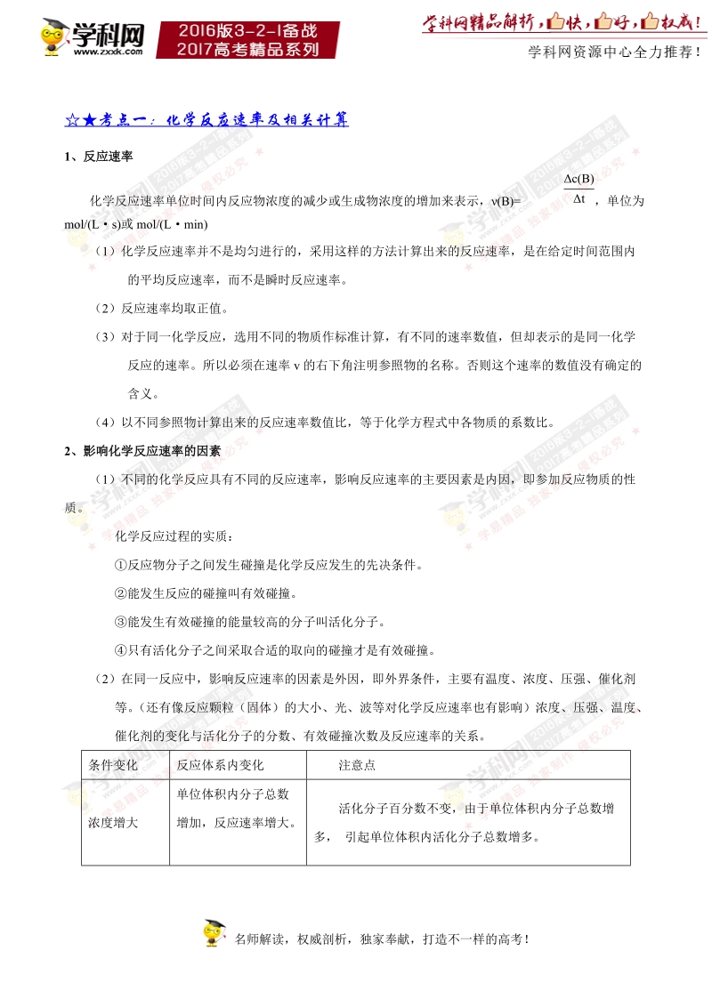 专题12 反应速率、化学平衡-3年高考2年模拟1年原创备战2017年高考精品系列之化学（解析版）.doc_第2页