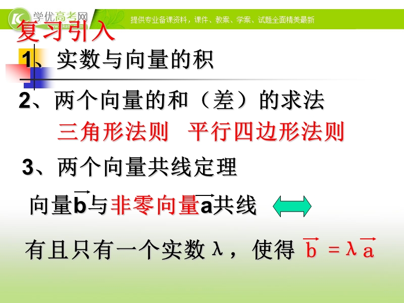 广东地区 人教a版高二数学课件《平面向量基本定理》.ppt_第2页