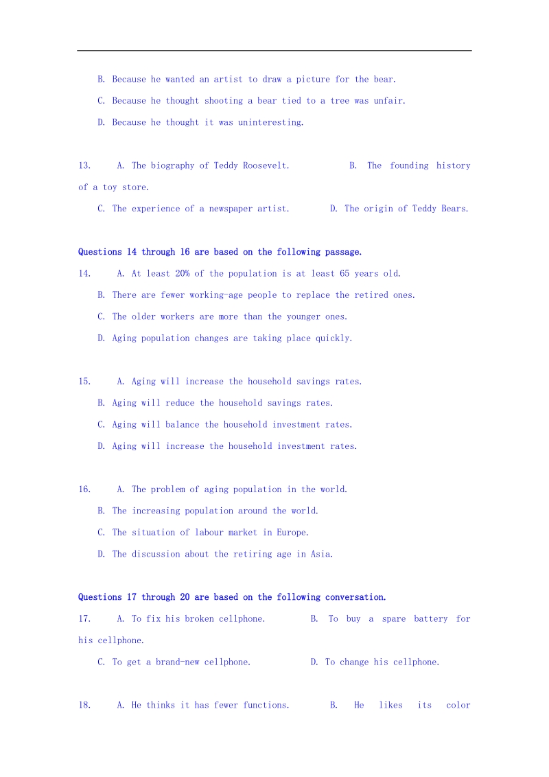 上海市金山区2018届高三上学期期末质量监控英语试题 word版含答案.doc_第3页