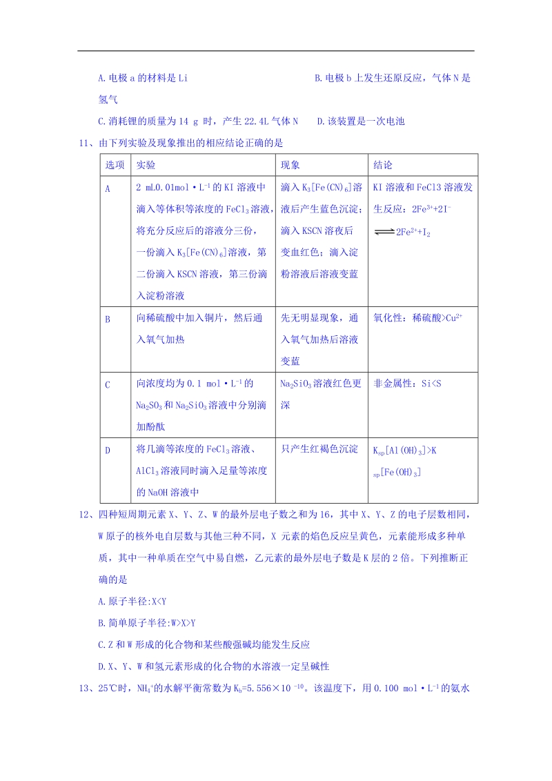 河南省安阳市2018届高三下学期毕业班第二次模拟考试理综-化学试题 word版含答案.doc_第2页