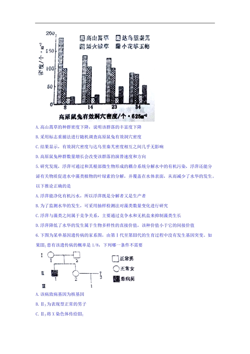 四川省双流中学2018届高三2月月考试理科综合生物试题 word版含答案.doc_第2页