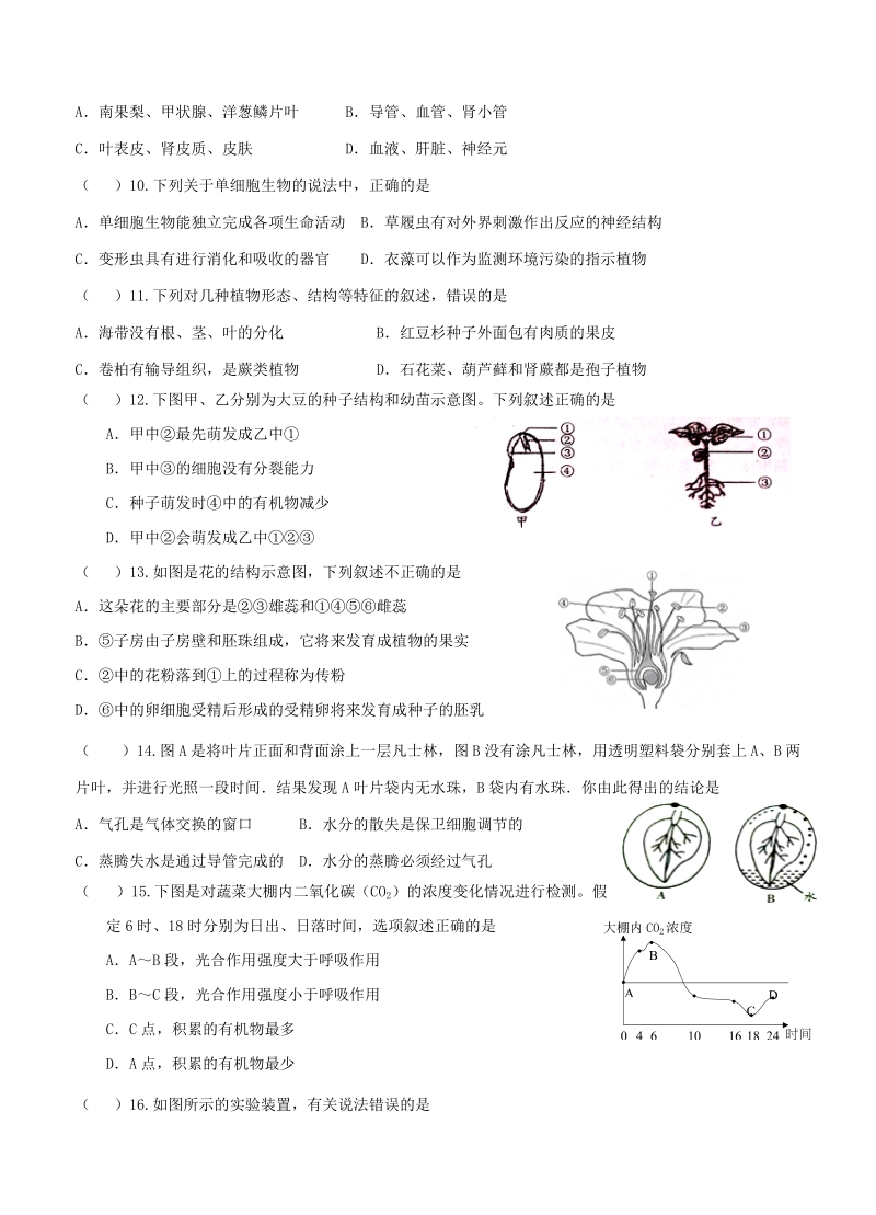 广东省2018年初中生物毕业生学业考试模拟试题4.doc_第2页