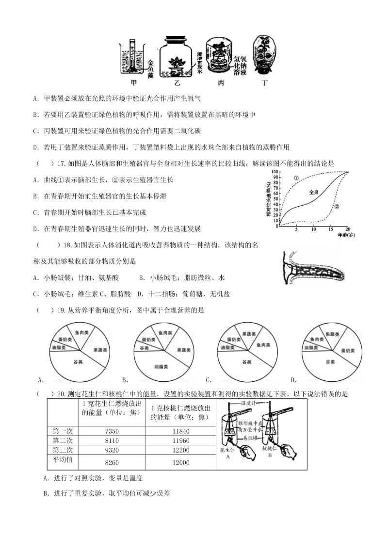 广东省2018年初中生物毕业生学业考试模拟试题4.doc_第3页