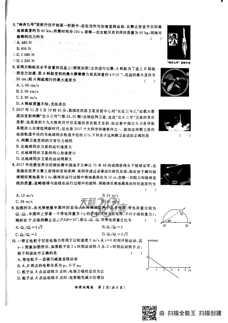 “超级全能生”浙江省2018届高三选考科目2018年联考（b卷） 物理 pdf版无答案.pdf_第2页