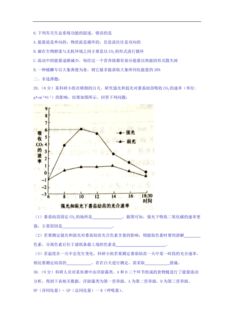 内蒙古包头市第九中学2018届高三下学期第二次周考理综生物试题 word版含答案.doc_第2页