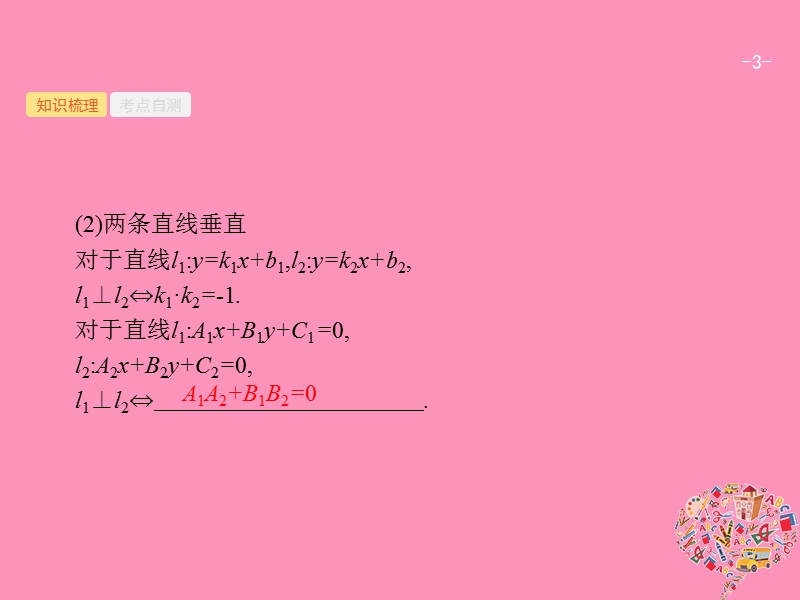 2019高考数学一轮复习 9.2 点与直线、两条直线的位置关系课件 理 新人教b版.ppt_第3页