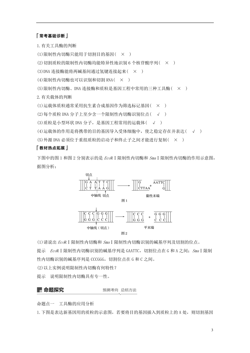 2019版生物高考大一轮复习 第十单元 现代生物科技专题 第36讲 基因工程与生物技术的安全性和伦理问题学案 北师大版.doc_第3页