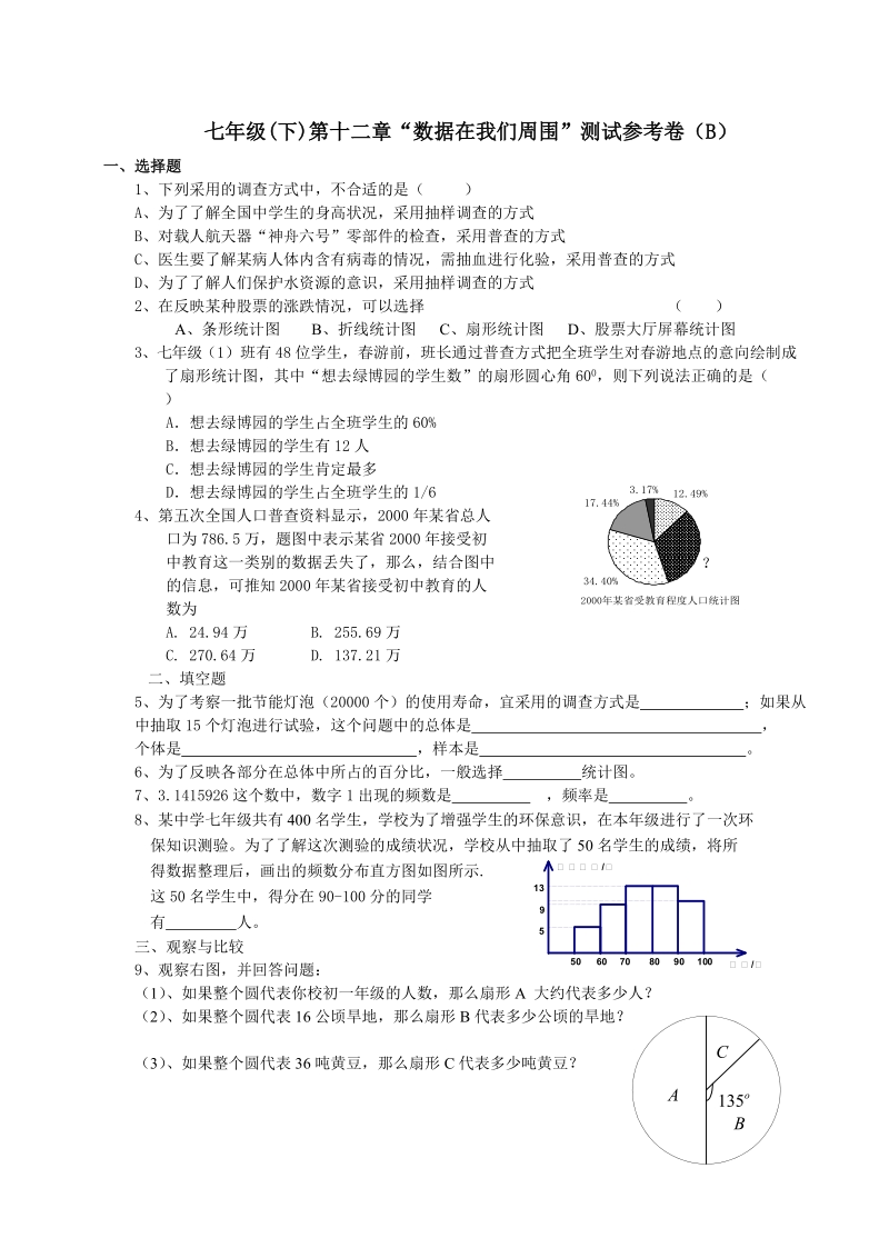 七年级(下)第十二章数据在我们周围测试参考卷(b).doc_第1页