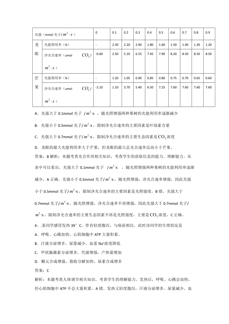 2010年高测验题——理综（四川卷）解析版.doc_第2页