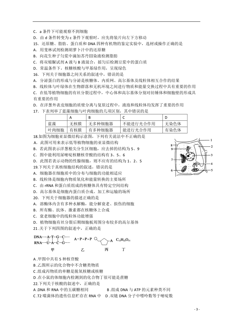 哈尔滨市第六中学2014-2015学年高二生物下学期期中试题新人教版.doc_第3页