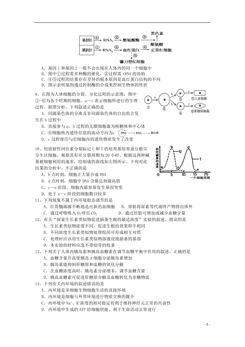 扬州市扬州中学2014-2015学年高三生物下学期开学考试试题新人教版.doc_第2页