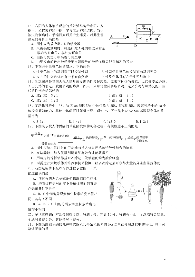 扬州市扬州中学2014-2015学年高三生物下学期开学考试试题新人教版.doc_第3页