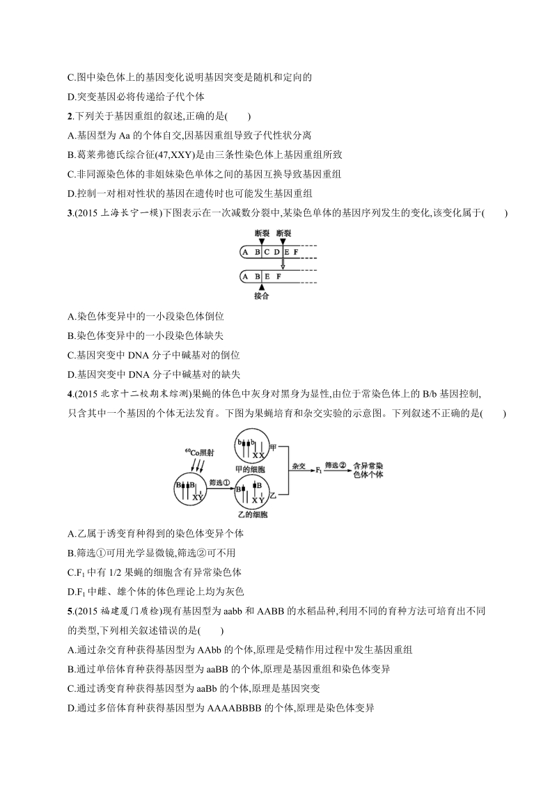 志鸿优化·2016高考生物二轮能力训练：专题9变异、育种和进化.docx_第2页