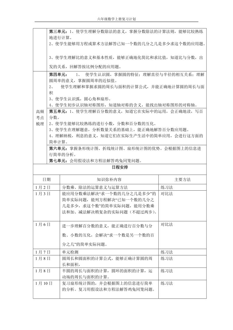 六年级数学上册复习计划.doc_第2页