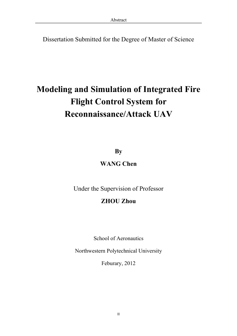 侦察打击一体化无人机综合火力飞行系统设计硕士学位论文.doc_第2页