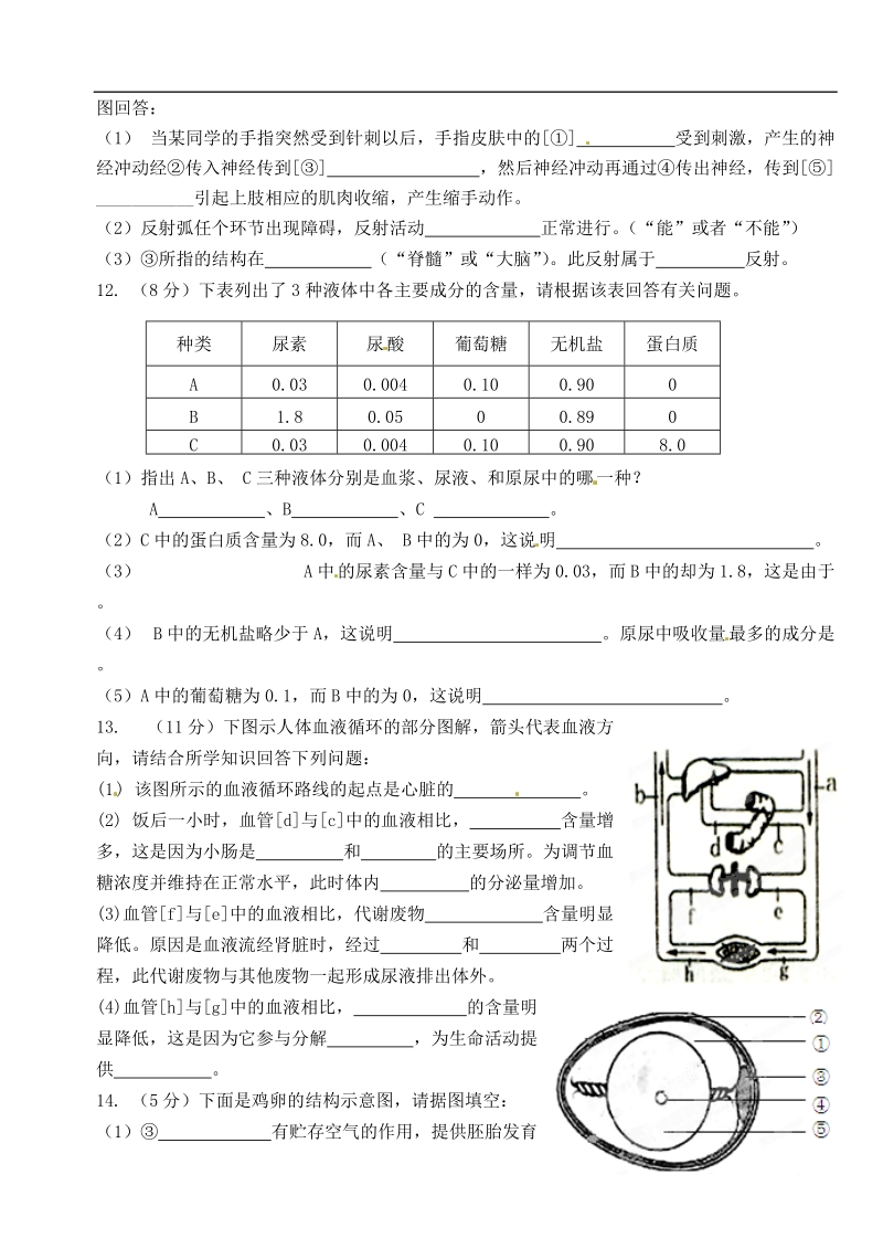 江苏省徐州市城北中学2013-2014学年八年级生物上学期综合练习试题（二） 新人教版.doc_第2页