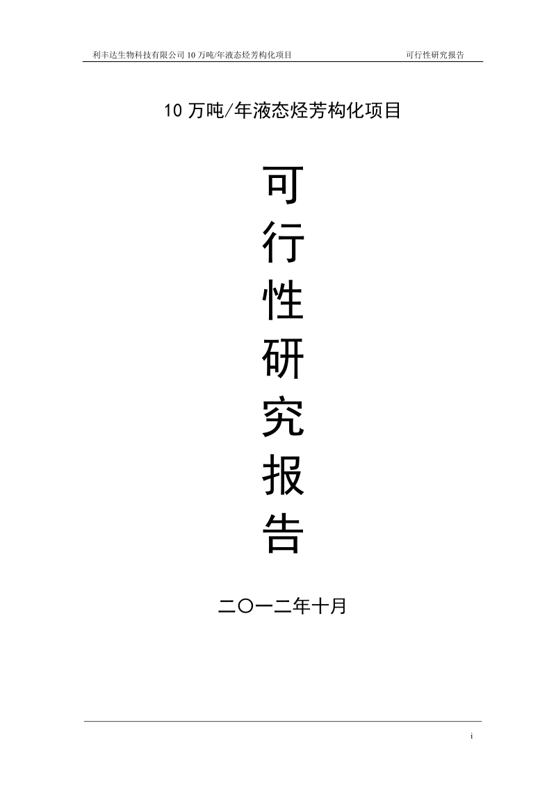 10万吨年液态烃芳构化项目可行性研究报告.doc_第1页