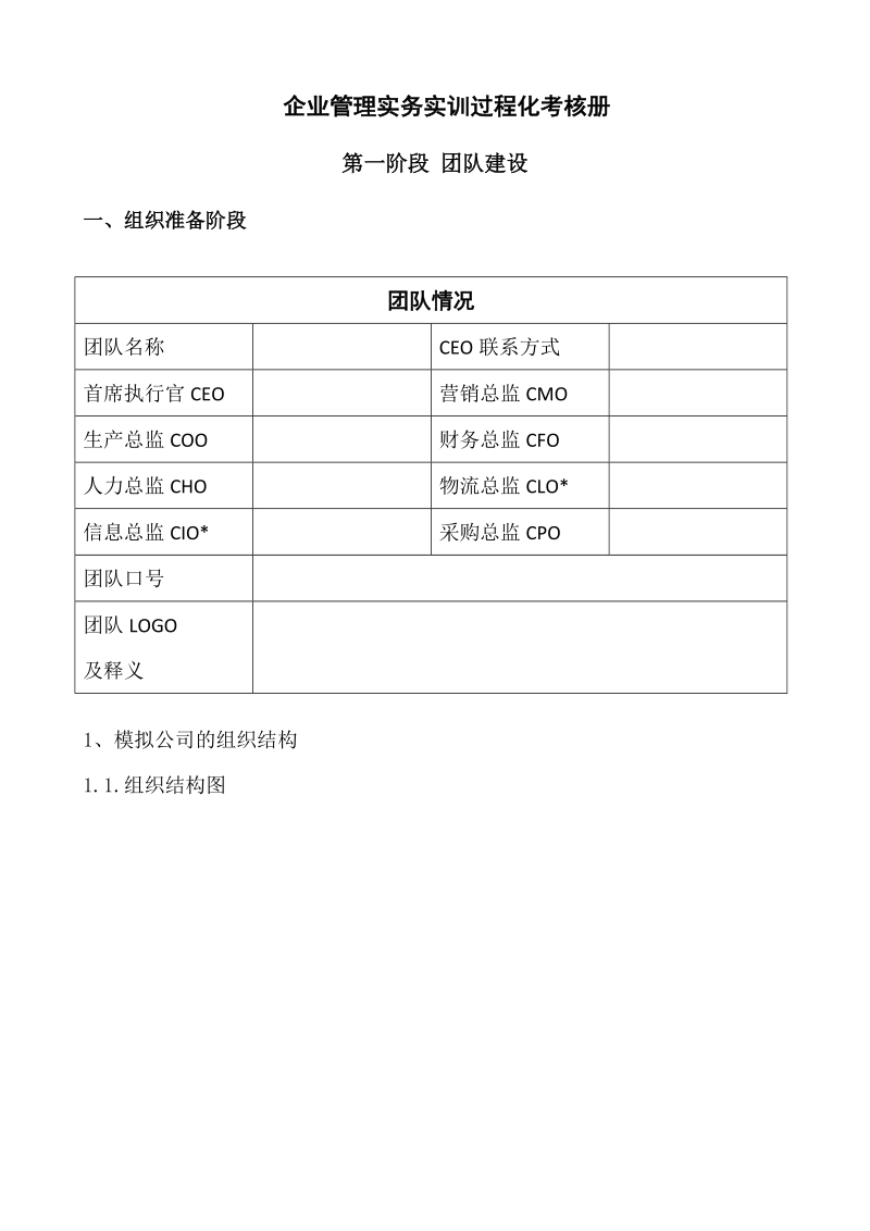 企业管理实务实训过程化考核手册.doc_第1页