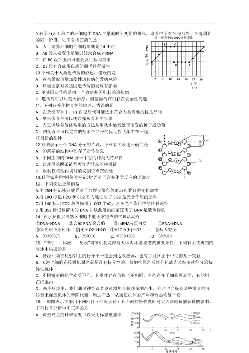 扬州中学2015届高三生物4月双周练习试题.doc_第2页