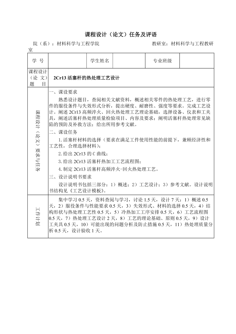 2cr13活塞杆的热处理工艺设计课程设计论文.doc_第2页