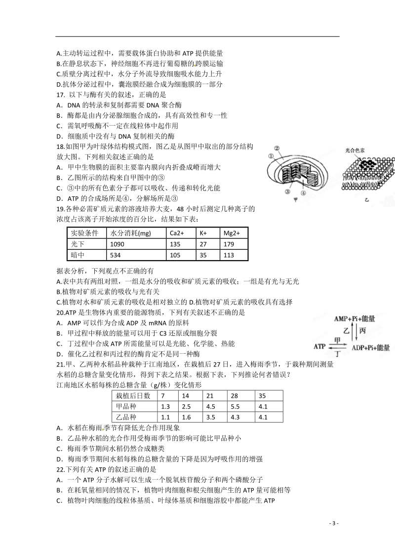 九江市瑞昌二中2015届高考生物小题专练8.doc_第3页