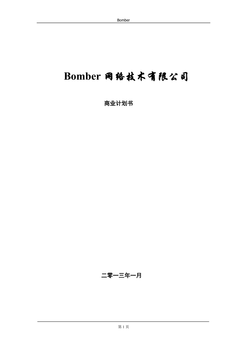 bomber网络技术有限公司商业计划书.doc_第1页